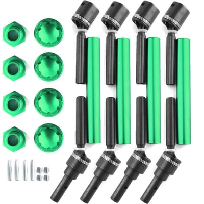 4 stuks 8996X Verlengde Aandrijfas CVD met Wielzeskant Vervanging voor Traxs MAXX 2.0 V2 89076-4 groen