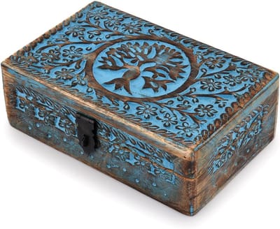 Houten Opbergdoos met Deksel - Sieradendoos, Tarot Box of Decoratieve Snuisterijdoos