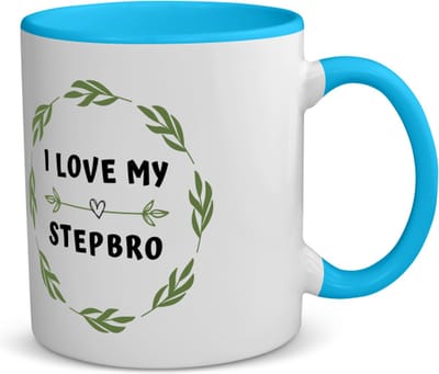 Akyol - i love my stepbro koffiemok - theemok - blauw - Broer - liefste stiefbroer - verjaardag - cadeautje voor broer - broer artikelen - kado - geschenk - 350 ML inhoud