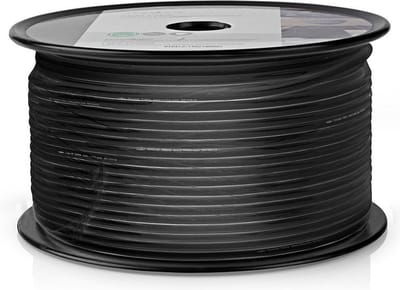 Nedis Coaxkabel op Haspel - RG174 - 50 Ohm - Enkelvoudig Afgeschermd - ECA - 100.0 m - Coax - PVC - Zwart - Rol
