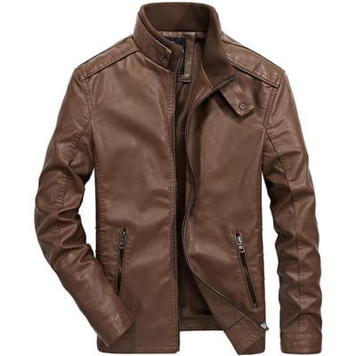 Veste en cuir décontractée à revers pour hommes, automne et hiver, veste de locomotive pour jeunes hommes, veste en cuir PU tendance 3XL brown