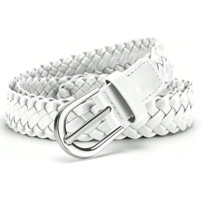 Ceinture tissée rétro pour femme avec pantalon décontracté robe ceinture de taille mode femme blanc
