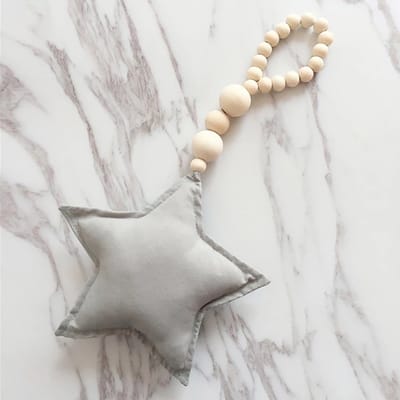 Hanger - Decoratieve hanger - Ster - Grijs - Houten hanger - Woonaccessoires - Woondecoratie