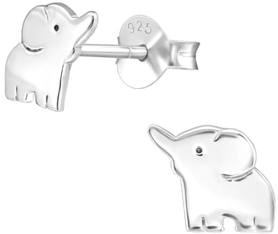 Joy|S - Zilveren olifant oorbellen - 8 mm - massief - oorknoppen - kinderoorbellen