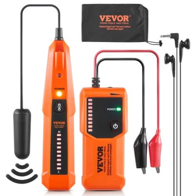 VEVOR Netwerkkabeltester, max. 0,9 m detectiediepte, kabelzoeker kabelbreukdetector met hoofdtelefoon, max. 304,8 m detectielengte, kabeltestapparaat voor huisdierhekken, sproeierklepirrigatie