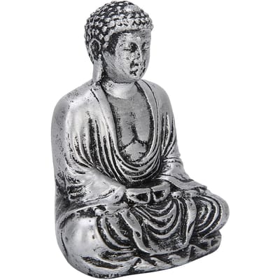 Boeddhabeeld Chinees Zittend Beeldje Hars Zilver Ornament Boeddhistische Benodigdheden Huisdecoratie gray