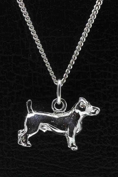 Zilveren Jack russel Terrier gladhaar ketting hanger - groot