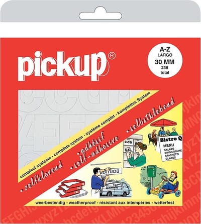 Pickup plakletters boekje Largo wit - 30 mm