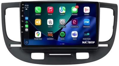 Geschikt voor Kia Rio - Zwart (2005 t/m 2011) | 9 inch Android 15.0 CarPlay autoradio | Draadloos CarPlay & Android Auto | 2GB RAM + 32GB | Mic, Camera (AHD) & DAB+ | Bluetooth & WiFi | NAVIBOP NB-1794 | Bouwjaar 2005 t/m 2011