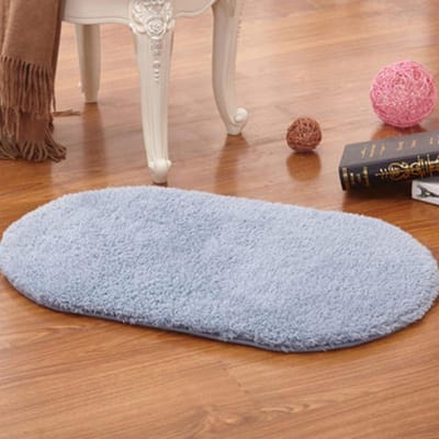 Tapis Rond en Laine d'Agneau Imitation Couleur Unie Peluche Épaissi Laine d'Agneau Imitation Tapis de Chevet Table Basse Canapé Tapis de Sol 60*90cm