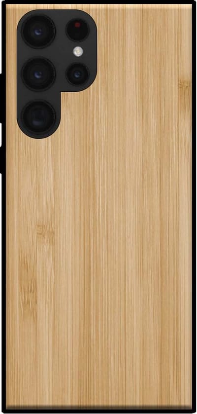 Smartphonica Telefoonhoesje voor Samsung Galaxy S22 Ultra met houten look - backcover bamboo kunsthout hoesje - Bruin geschikt voor Samsung Galaxy S22 Ultra