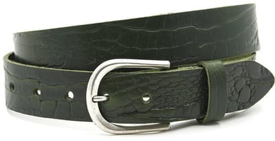 Dames riem groen - Leren jeans riem 3,5cm met krokoprint - Leer - Jeans riem - Stoer - Maat 90