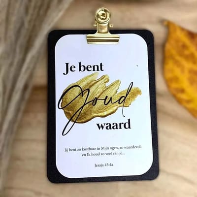 Klembordje minikaartje zwart - Je bent goud waard - MajesticAlly