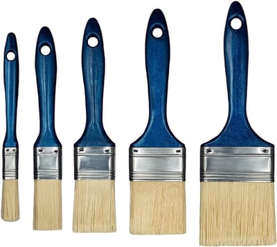 Working Tools 5-delige penselenset, serie 06, schilderspenselenset voor renovatie. Bevat platte kwast 13, 25, 38, 50 en 63 mm voor hout, acrylverf en metaal. Lakpenselenset