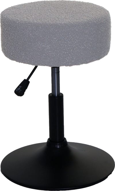 Kruk MCW-C22, kruk make-up kruk, in hoogte verstelbaar draaibaar Ø 37cm stof/textiel bouclé (450g/m²) ~ grijs