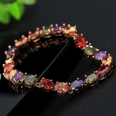 Jewepisode Origineel Zilver 925 Sieraden Regenboog Topaas Edelsteen Armbanden Voor Vrouwen Nieuwe Mode Geboortesteen Cocktail Party Armband 17cm brown