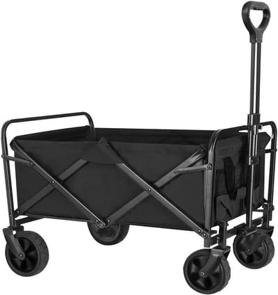 Opvouwbare Wagon - Draagbare Kar - Boodschappen Vervoeren - 360° All-Terrain Wielen - Grote Capaciteit - Zwart