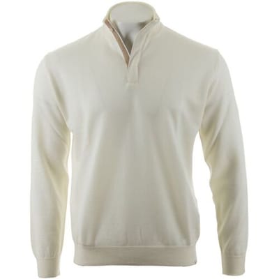 Paul & Shark Trui Summer Wool Half Zip Alcantara Details Snow White / male