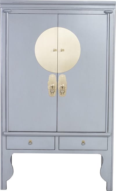 Fine Asianliving Chinese Bruidskast Grijs - Pastel Grey - Orientique Collection B100xD55xH175cm Chinese Meubels Oosterse Kast
