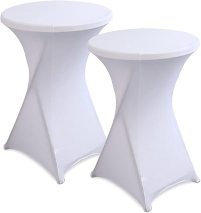 Set van 2 Stretch Tafelhoezen voor Ronde Statafels 80-85 cm - Wit
