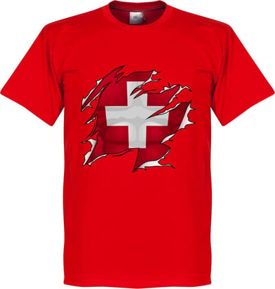 Zwitserland Ripped Flag T-Shirt - Rood - M