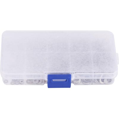 300 stuks M2~M6 Roestvrijstalen Platte Ringen Assortimentsset, Roestvrijstalen Ringen met Plastic Koffer