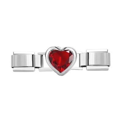 Quiges - Schakel - Bedel - 9mm - charms - Kleurrijk - Rood - Hart - Geschikt voor - armband - Schakelarmband - italy bedels armband