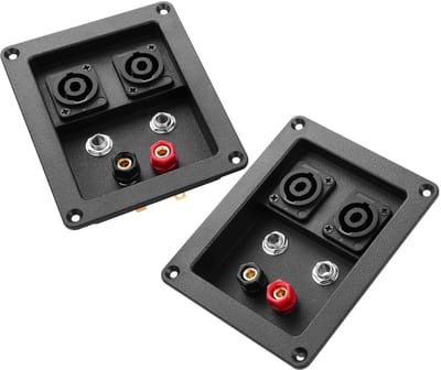 6 Posities Terminal Junction Box, 2 Schroef Type Binding Post met Dual Speakon en 1/4 Inch Speaker Behuizing voor Car/Home Audio DIY (2 Stuks)