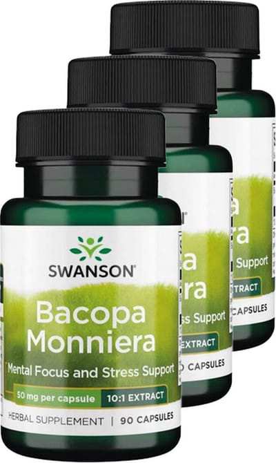 Swanson | Bacopa Monniera 50mg | 90 Capsules | 3 stuks | 3 x 90 Capsules