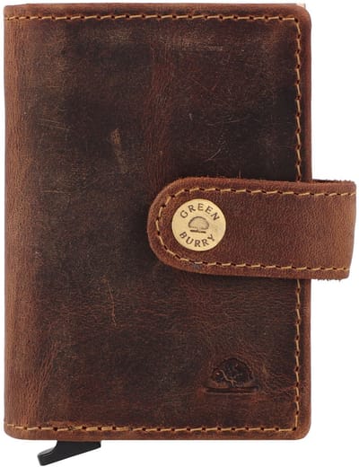 GREENBURRY kaarthoes Vintage Original RFID Card Slider Brown bruine