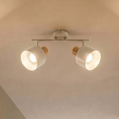 Lindby - buitenspot - 2lichts - IJzer, rubberhout - H: 23.4 cm - E14 - beige, licht hout