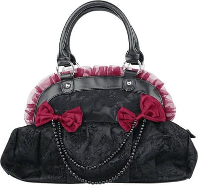 Banned - Reinvention Gothic-Victoriaans Handtas - Zwart/Burgundy - (bxhxd) ca. 38cm x 25m x 12cm