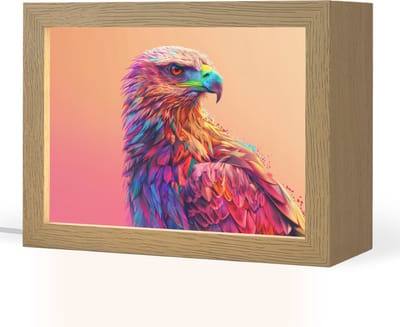 Nachtlampje 20x15 cm - Kinder lampje - Arend - Vogel - Kleurrijk - Dier - Tafellamp kinderkamer - Slaapkamer lamp - Bedlamp kinderen - Kinderlampje stopcontact - Wandlamp babykamer - Nachtlampjes