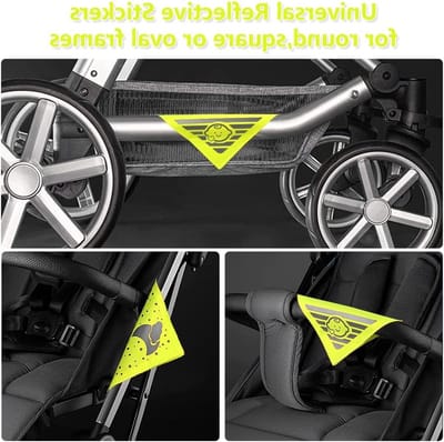 Veiligheidsreflectoren voor Kinderwagens, Rugzakken, Fietsen en Rolstoelen - Set van 4, Universele Reflector Stickers van 12 x 12 cm voor Verbeterde Zichtbaarheid