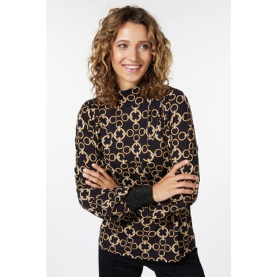 EsQualo Top “v” Gathering Chain Print Print Größe: S | Longsleeves Outlet | Damen