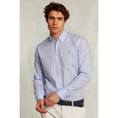 River Woods Custom Fit Checked Shirt Blue/white Blue Size: 3XL | Casual Shirts Outlet | Heren | Blauw