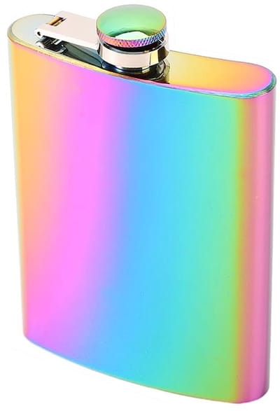 Dailygoods- Heupfles 226 ml - Lekvrije Drinkpot - Draagbaar - Modieuze Regenboogafwerking - Duurzaam Gelegeerd Staal - Perfect voor Buitenactiviteiten - Drinkfles