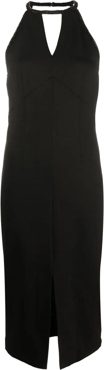 Twinset • zwarte midi jurk met kralen • maat 34 (IT40)