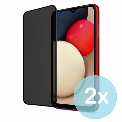 Privacy Screenprotector Geschikt voor Samsung Galaxy A02s – Anti-Gluren – Krasbestendig Gehard Glas 9H – Volledige Dekking – 2-Pack – FuturiQ