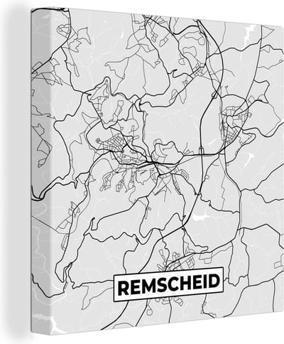 Canvas Schilderij Plattegrond - Remscheid - Kaart - Stadskaart - Duitsland - 20x20 cm - Wanddecoratie