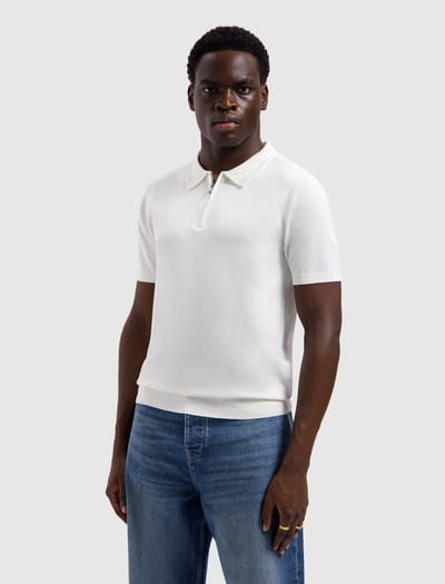 Pure Path Knitted Half-Zip Polo Faded Off-White (26010810 - 45)