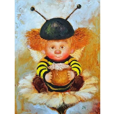 Kit de points de croix à faire soi-même, broderie diamant abeille garçon, peinture diamant rond complet, mosaïque, décoration d'intérieur 20X30CM black