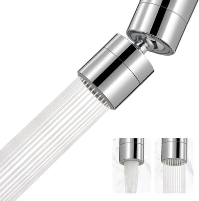 Kraanverlenger - RVS Draaibaar - Kraanaccessoires - Kraanverlengstang - Geschikt voor keuken en badkamer - 2 standen - Voorkomt effectief spatten - Korte versie - Zilver