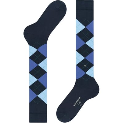 Burlington King lang gedessineerd katoen kniekousen heren blauw - maat 40-46