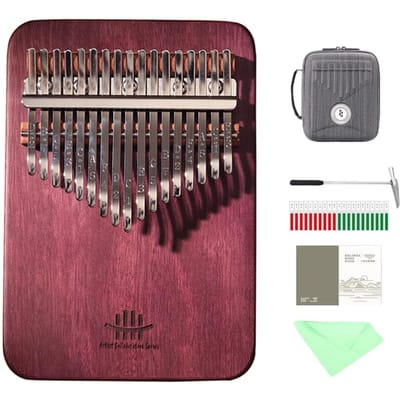 Hluru Professionele 17 Toetsen 21 Toetsen Paars Hart Kalimba Beginner Duimpiano C Majeur Chromatisch Mibra Met Koffer Stemhamer black