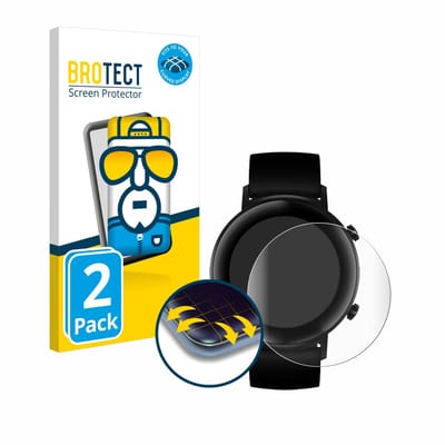 BROTECT - Screenprotector voor Huawei Watch GT 2 (42 mm) - Folie Beschermfolie transparant volledig dekking - 2 Stuks