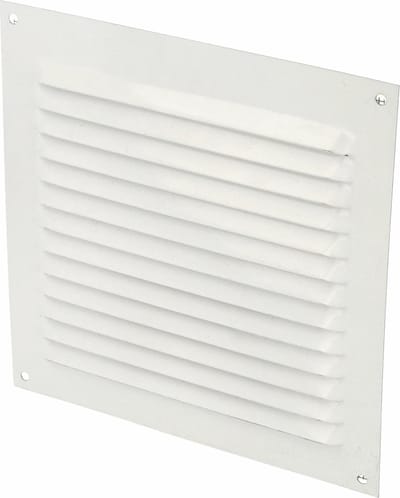 AMIG Ventilatierooster/muurrooster met gaas - 150 x 150mm - aluminium - wit - schoepenrooster - tegen muggen en insecten