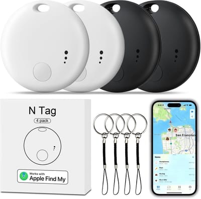 Bluetooth Tracker & KeyFinder - Smart Tag - Geschikt voor iOS en Apple Find My - Houd uw sleutels, portemonnee, bagage, huisdieren en tas in de gaten - Geschikt voor Apple AirTag Alternatief