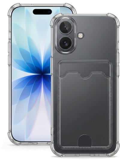 Lennexo Hoesje Met Pashouder Geschikt Voor iPhone 17 - Transparant Siliconen Hoesje - Shockproof Case
