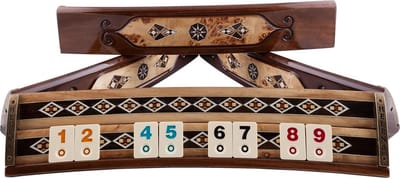 Handgemaakte Ovale Rummy Speelset - Okey - Luxe uitgave - Inclusief Tas - Rummi - Bordspel - Okey Takimi